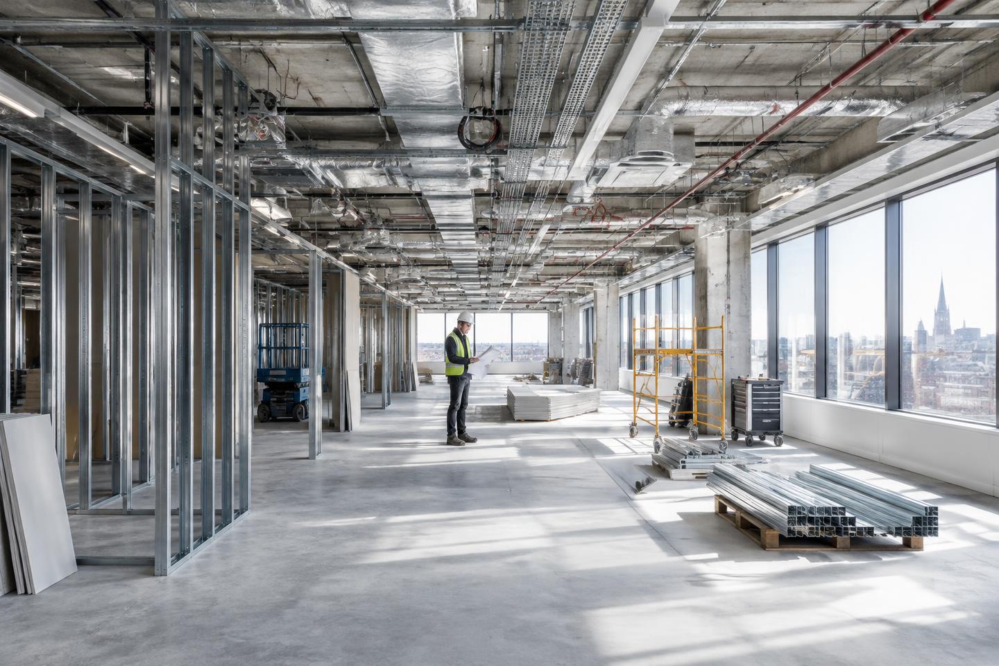 Illustrative commercial office refurbishment with exposed building services